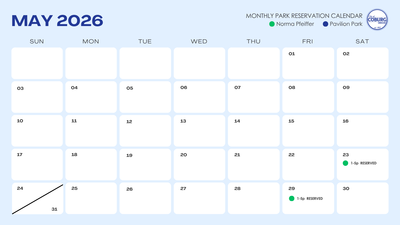 May 2026 park reservations
