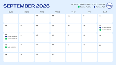 September 2026 park reservations